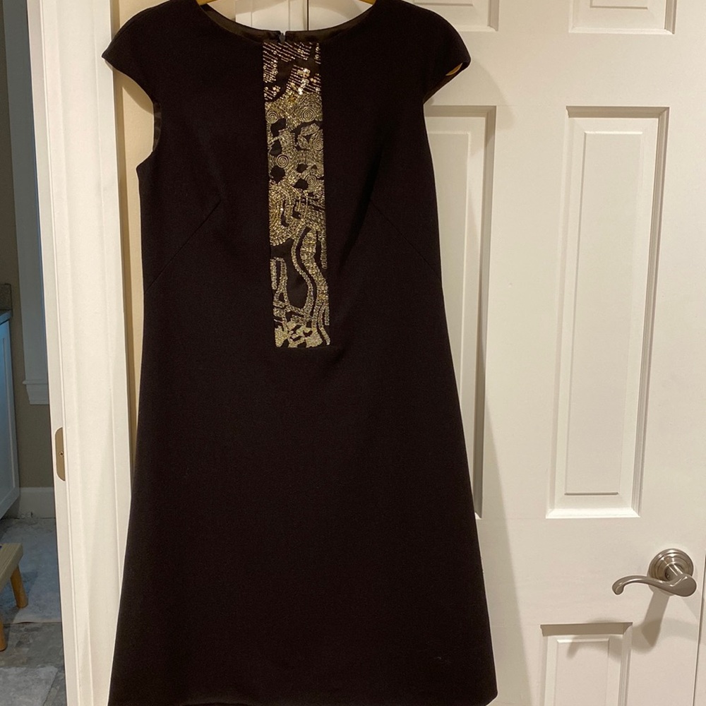 Badgley Mischka Brown cocktail dress with gold detail - NWT!!